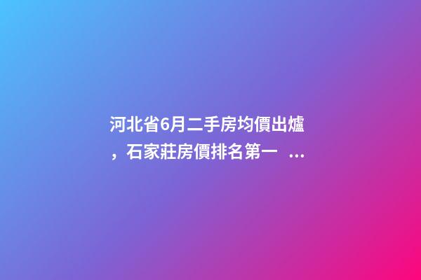 河北省6月二手房均價出爐，石家莊房價排名第一，收入排名第三？